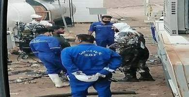 رفع مخلفات وترسبات نفطية تقدر باكثر من 40 طناً قُبيل تشغيل حقل صبة النفطي جنوب الناصرية