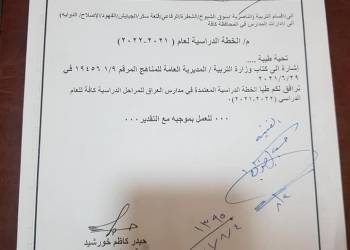 بالوثائق: تربية الناصرية تعلن عن الخطة الدراسية للعام 2021-2022